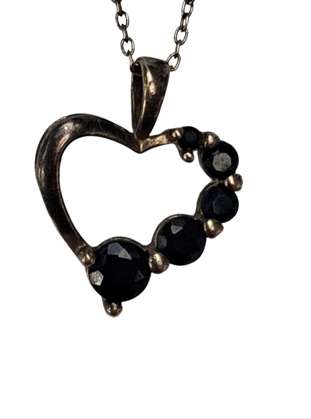 Ross-Simons Gold Vermeil & 925 Sterling Silver Black Sapphire Heart Necklace
